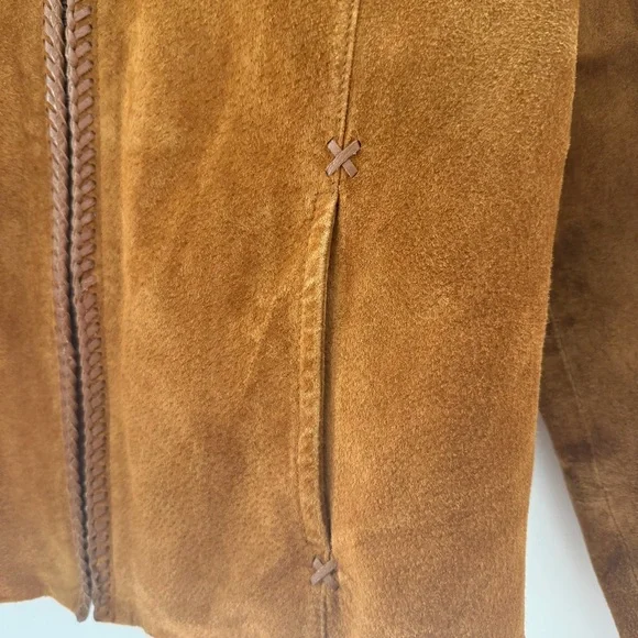 Cripple creek women’s Suede leather Zip-Front Jacket in Chestnut Brown size S - Picture 2 of 7